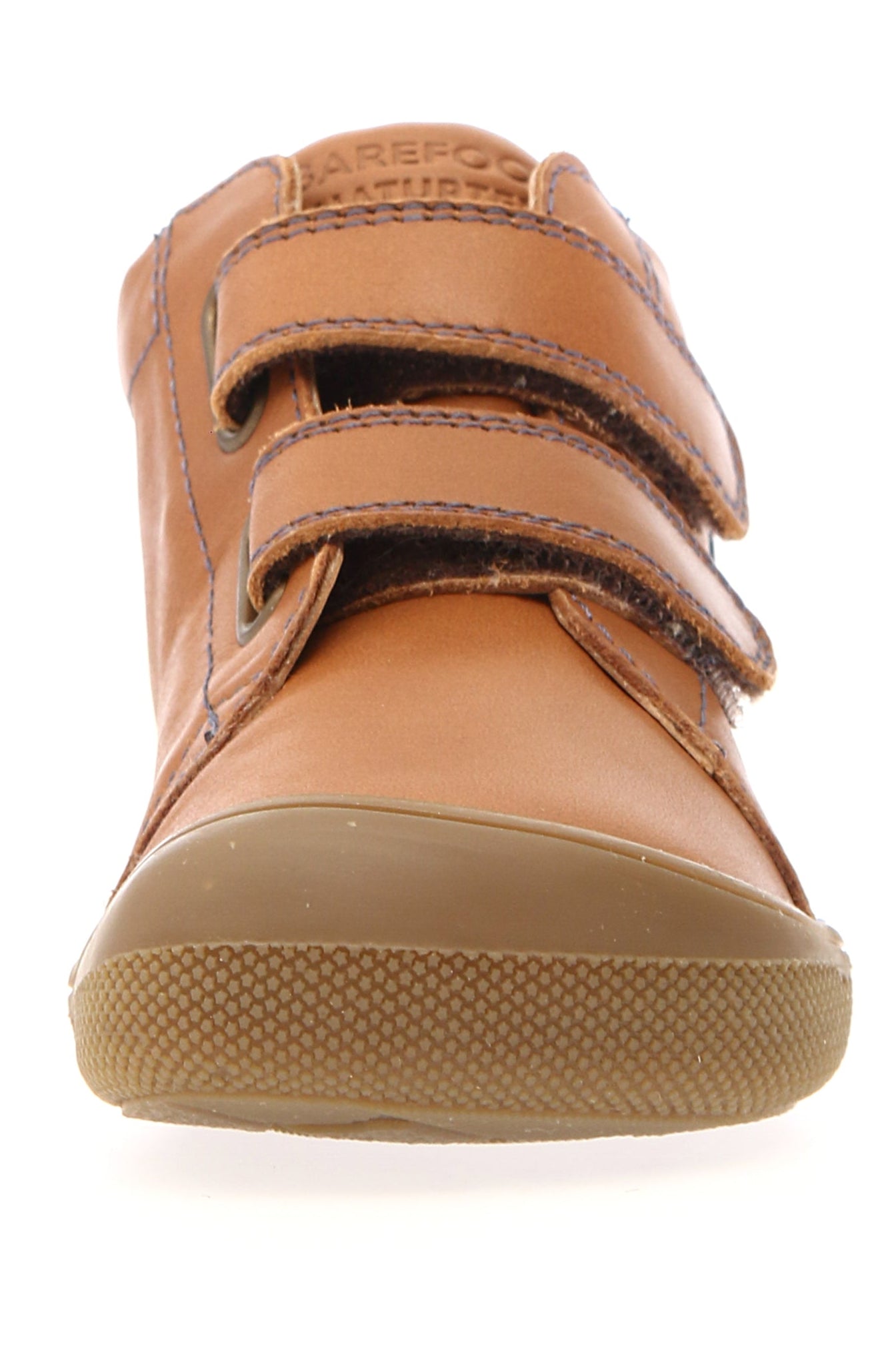 Seitenansicht des NATURINO GIMBA Knöchelschuhs in cognac und blau, der optimalen Halt und Komfort bietet