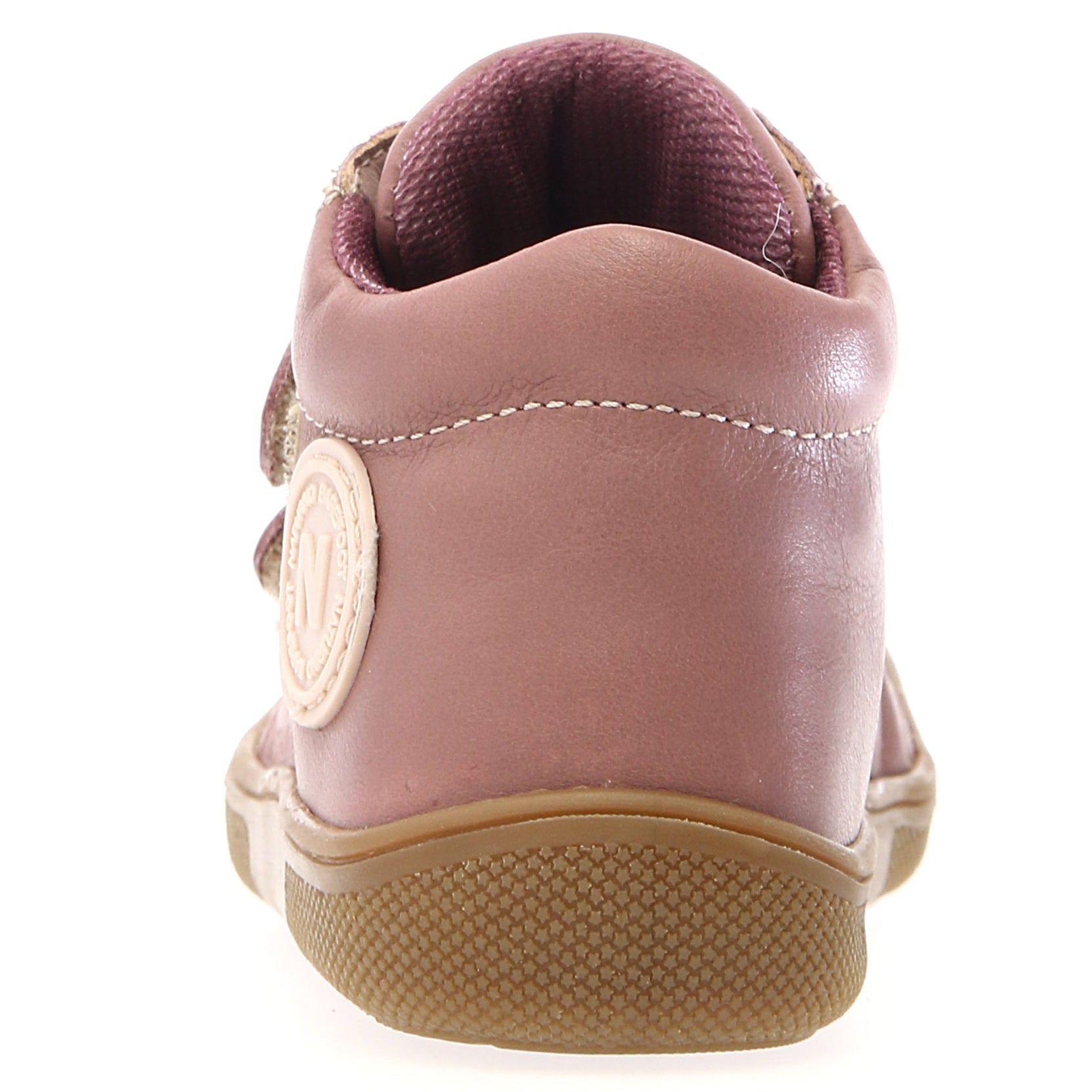 Detailansicht des weichen, flexiblen Barfußschuhs GIMBA mit Knöchelabschluss in Rosa