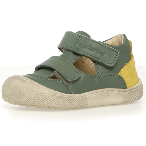 Bequeme Barfußschuhe für Kinder in frischem salbei und gelb