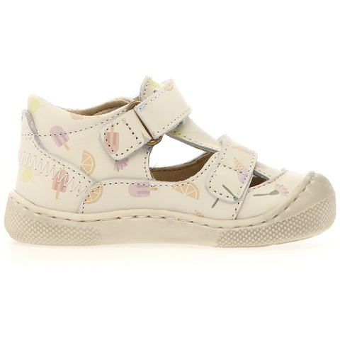 NATURINO Barfußschuh Halbsandale IRTYS - créme / Summertime Vorderansicht der Barfußschuh Halbsandale in Creme