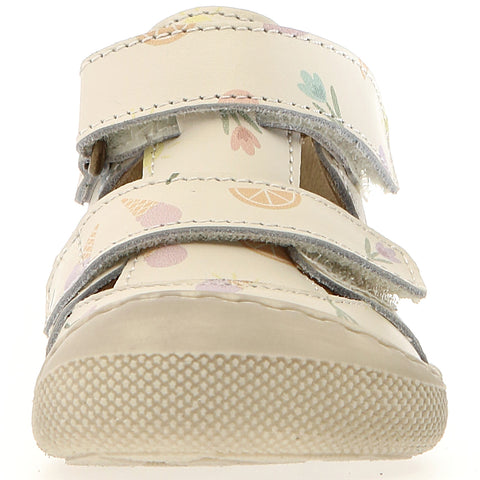 NATURINO Barfußschuh Halbsandale IRTYS - créme / Summertime Sandale in Creme mit verstellbarem Klettverschluss 