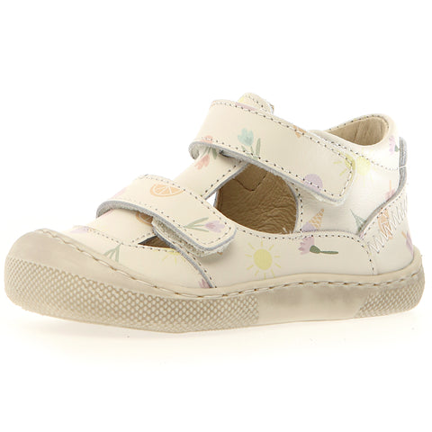 NATURINO Barfußschuh Halbsandale IRTYS - créme / Summertime Seitenansicht der halbhohen Sandale aus Leder in Creme