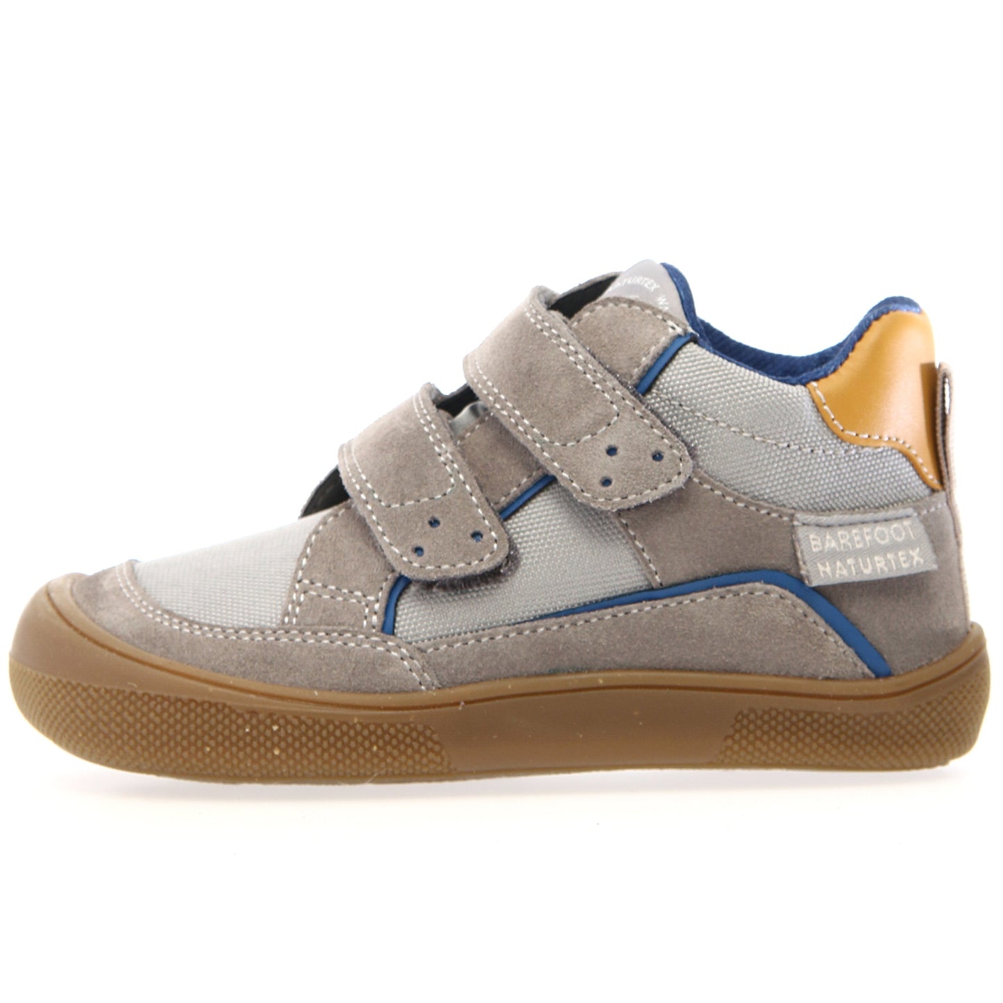 NATURINO Barfuß Knöchelschuh KESY in grau und gelb, flexible, lightweight barefoot shoe for children with ankle support and breathable material