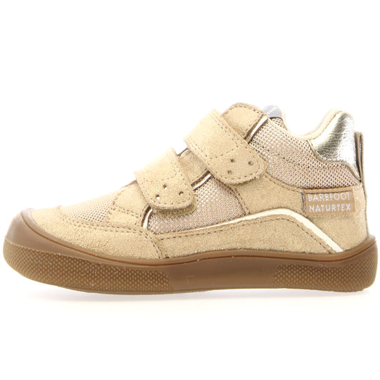 NATURINO Barfuß Knöchelschuh KESY in sandfarben mit goldenen Akzenten und Glitzer-Details