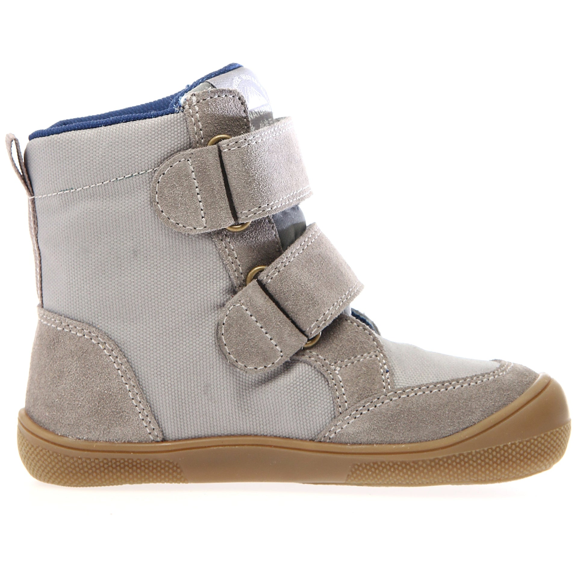 Moderne Designkombination aus Grau und Rot bei den NATURINO Barfuß Stiefeln KODDAS