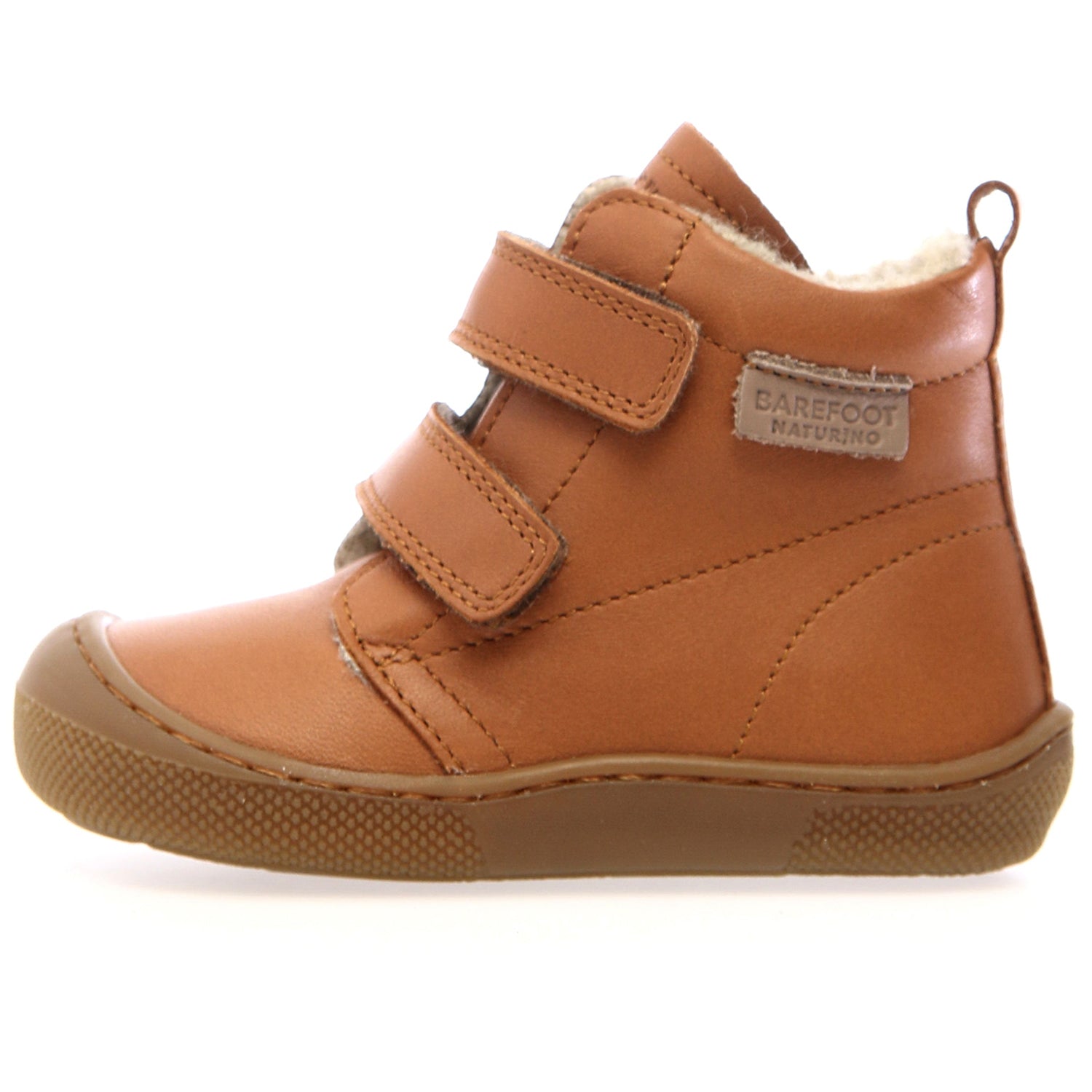 Cognacfarbene NATURINO Barfuß Stiefel WIGGHI für Kinder mit weicher Sohle und bequemer Passform