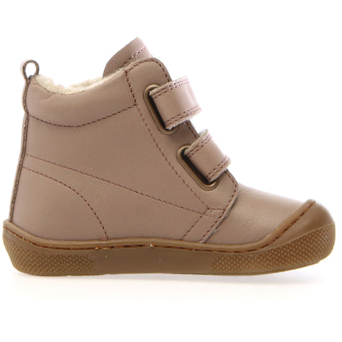 Seitenansicht der NATURINO Barfuß Stiefel WIGGHI in taupe, die ergonomisch für natürlichen Fußkomfort gestaltet sind