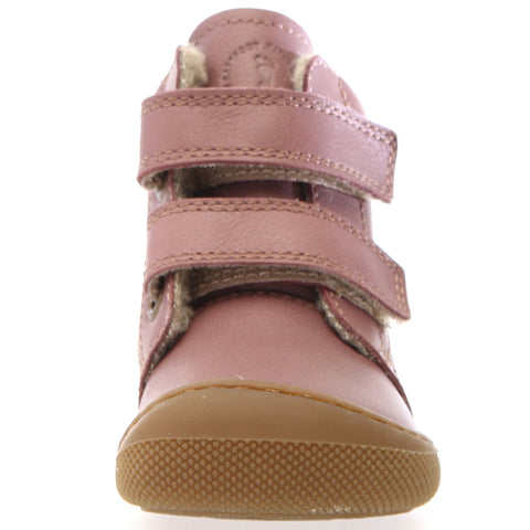 Blick auf die robuste Sohle und das angenehme Material der NATURINO Barfuß Stiefel WIGGHI in altrosa