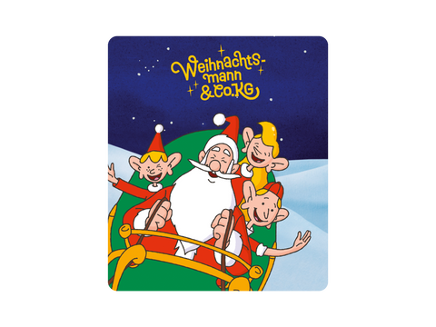 Illustration von Weihnachtsmann und Rudolph, die gemeinsam die verlorene magische Perle suchen, in festlicher Weihnachtsstimmung