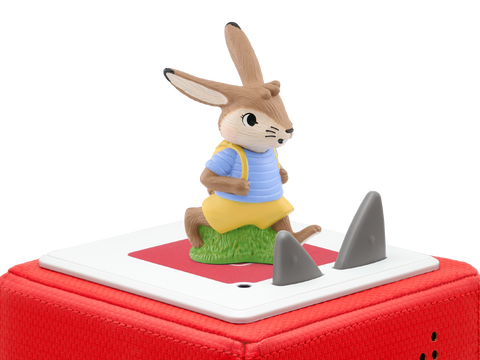 Die neue Häschenschule - Toniebox mit Produkt und Verpackung in Hintergrund