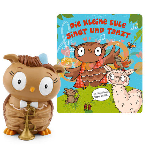 Die TONIES-Figur Die Eule mit der Beule zeigt die kleine Eule beim Singen und Tanzen