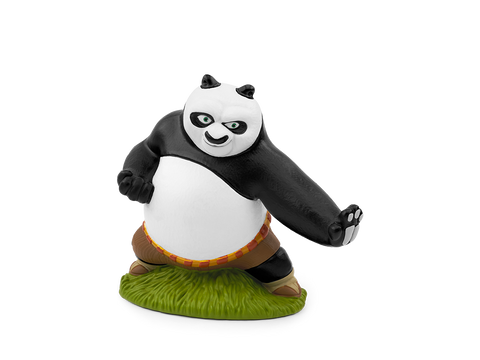 Tonies Figur Disney Kung Fu Panda, schwarz-weißer Panda mit braunem Gürtel auf grünem Grasuntergrund.