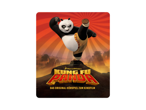 Collection of TONIES Figur - Disney - Kung Fu Panda figurines displayed on shelf with other toys