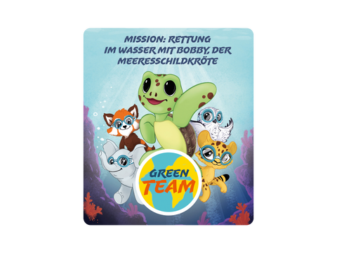  Figur des grünen Teams beim Rettungseinsatz am Wasser mit Bobby, der Meeresschildkröte