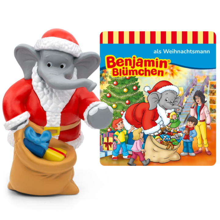 Benjamin Blümchen als Weihnachtsmann Figur aus Tonies, detailreiche Gestaltung mit festlichem Outfit