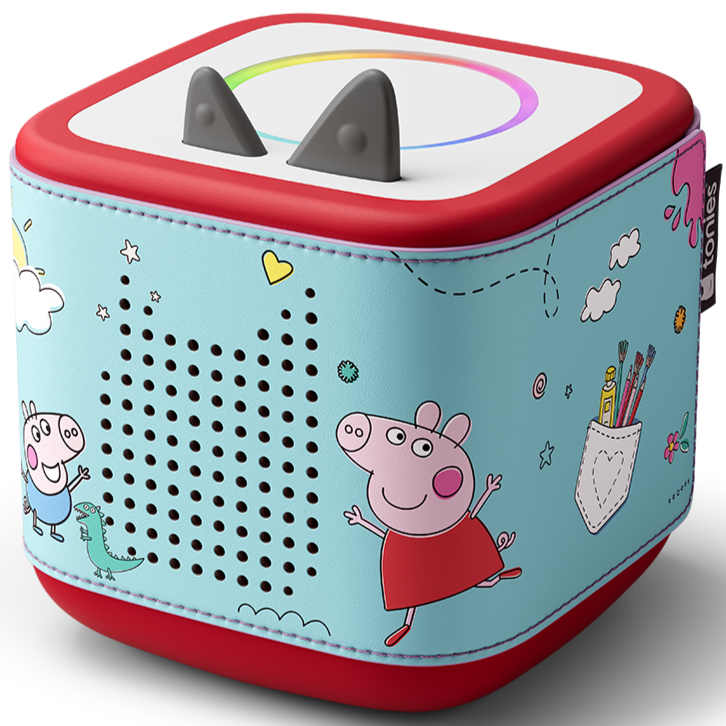 Passt perfekt auf die Toniebox 2, schützt sie und bleibt auch beim Spielen fest an Ort und Stelle