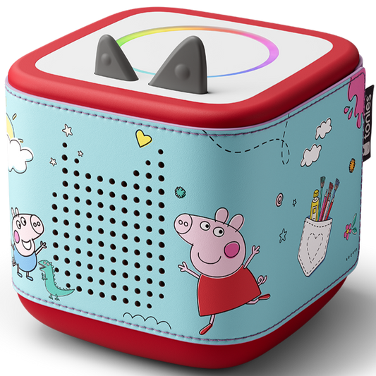 Passt perfekt auf die Toniebox 2, schützt sie und bleibt auch beim Spielen fest an Ort und Stelle