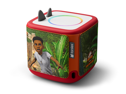 Hülle aus veganem Leder und Silikon, schützt die Toniebox 2, mit präzise positionierten Lautsprecherlöchern für klaren Klang