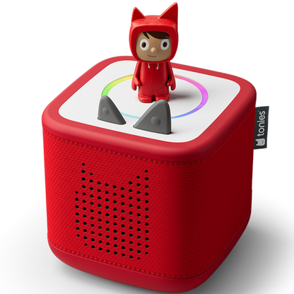 Robuste rote Toniebox 2 mit weichem Stoff und magischem LED-Ring