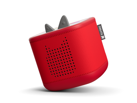 Die rote Toniebox 2 zeigt das interaktive Licht und den Soundeffekt beim Abspielen