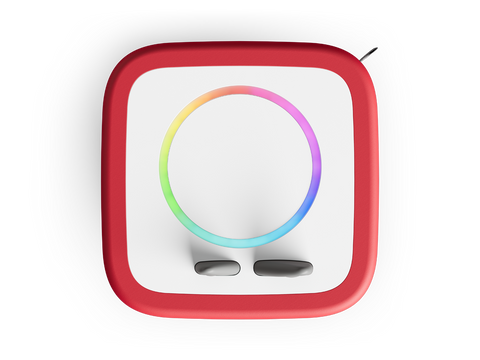 Kinder genießen den Gute-Nacht-Modus mit sanftem Licht und Sleep-Timer auf der roten Toniebox 2