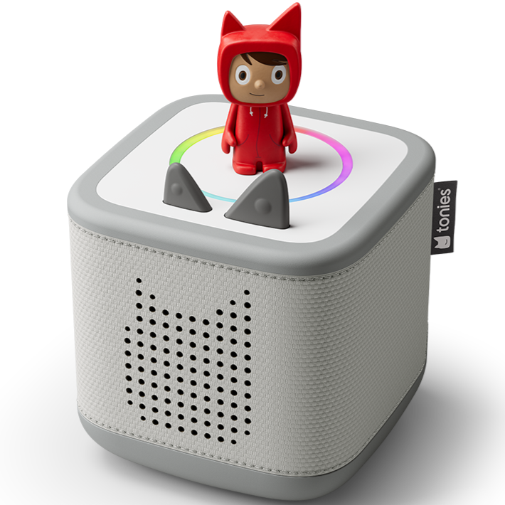 Robuste Toniebox 2 in mondgrau mit magischem LED-Ring und abwischbarem Stoff