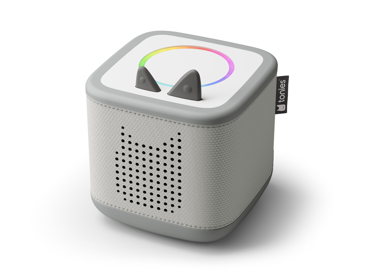Kindgerechte Toniebox 2 mit intuitivem Bedienfeld, langlebigem Design und sanftem Licht für entspannte Einschlafzeiten