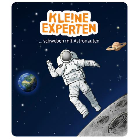 TONIES Figur - KLEINE EXPERTEN: Astronaut in weißem Raumanzug schwebt im Weltraum vor Erde und Mond