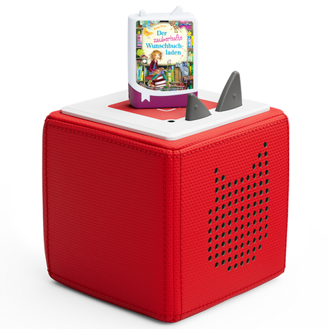 Nahaufnahme des robusten Materials und der einfachen Handhabung des TONIES-Pocket Tonie Buchs - Der zauberhafte Wunschbuchladen