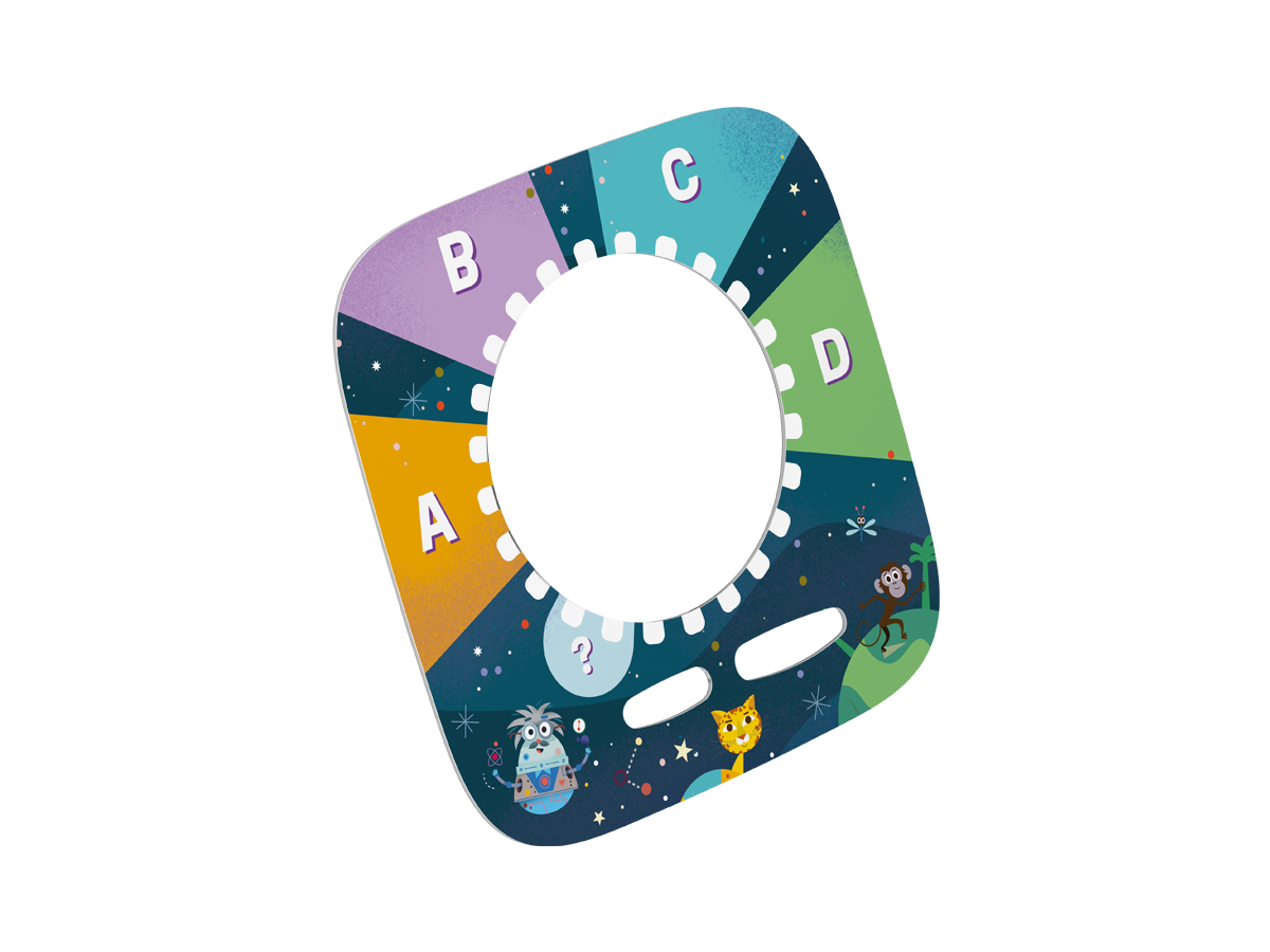 Kinder drücken Knöpfe auf dem Tonieplay Controller, um das Quizspiel zu starten, während die Toniebox leuchtet