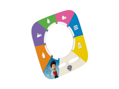 Detailaufnahme des Tonieplay Spiels mit sechs Spielkarten, Disc und Abenteuerbucht-Karte für kindgerechtes Abenteuer