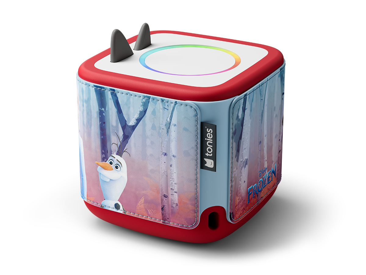 Passgenaue Hülle für die Toniebox 2 im Eiskönigin Design mit dekorativen Ziernähten