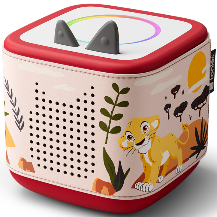 Passt perfekt auf die Toniebox 2 mit buntem Löwen-Design und dekorativen Nähten