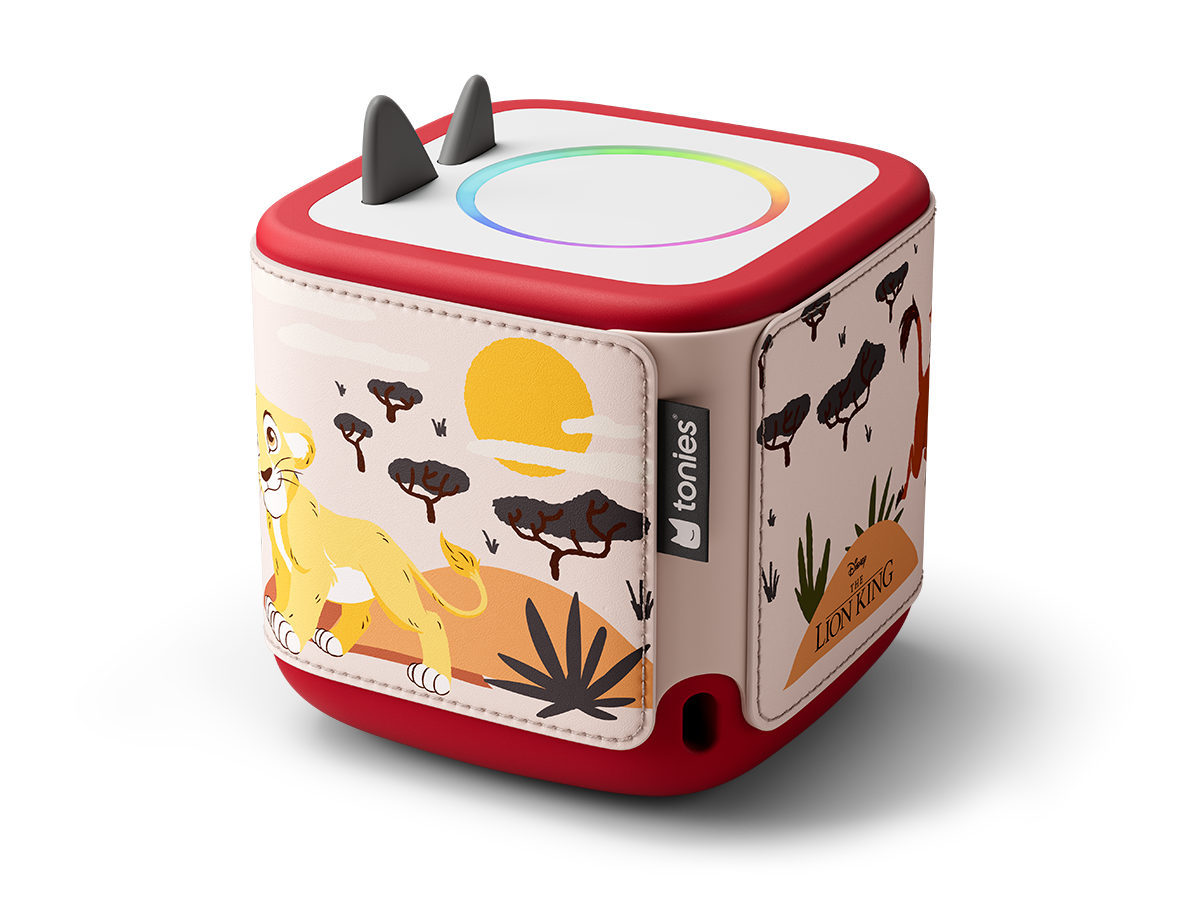 Die hochwertige Hülle aus veganem Leder und Silikon schützt die Toniebox 2 und sorgt für klare Klangqualität durch präzise positionierte Lautsprecherlöcher