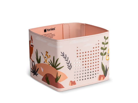 Die kinderfreundliche Hülle mit verspieltem Design und robusten Ziernähten sorgt für eine hochwertige Optik und sicheren Schutz der Toniebox 2