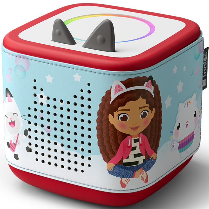 Passt perfekt auf deine Toniebox 2, zeigt ein bunt gestaltetes Design mit dekorativen Ziernähten