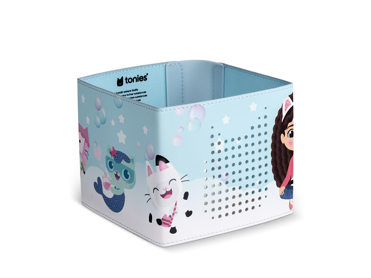 Kinderleichte Handhabung: die Hülle lässt sich einfach über die Toniebox ziehen und bleibt beim Spielen sicher an Ort und Stelle