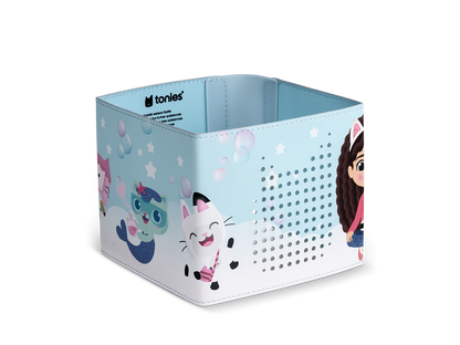 Kinderleichte Handhabung: die Hülle lässt sich einfach über die Toniebox ziehen und bleibt beim Spielen sicher an Ort und Stelle