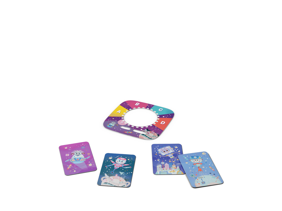 Detailaufnahme der Tonieplay Disc und Quizzle Karten für das Technikquiz