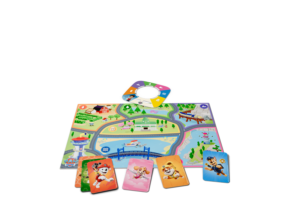 Das Set zeigt die vollständige Verpackung mit Toniebox 2, Paw Patrol Chase Tonie, Controller, Disc, Cards, Karte und Anleitung