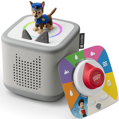 Robuste, graue Toniebox 2 mit kuschelweichem Stoff und magischem LED-Ring