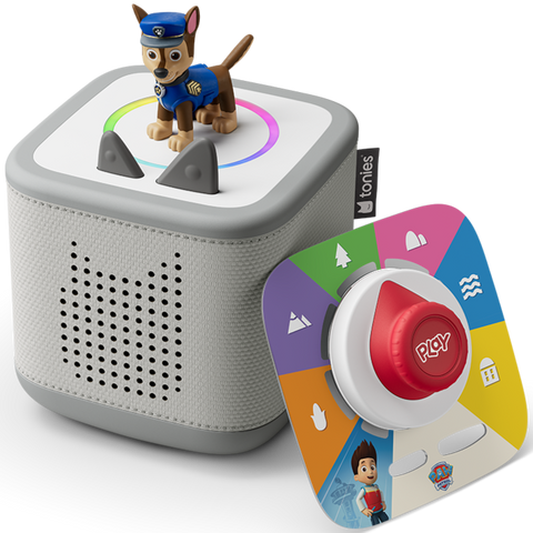 Robuste, graue Toniebox 2 mit kuschelweichem Stoff und magischem LED-Ring