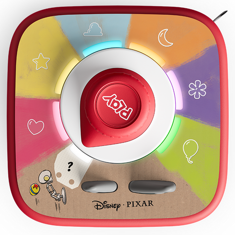 Tonies Toniebox 2 – Tonieplay Game Disney Pixar: Szenen-Suche; bunte Panelen, roter Bedienknopf