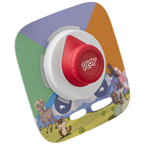 TONIES Toniebox 2 Tonieplay Game rote Play-Taste auf bunter Spielbox mit Tiermotiv