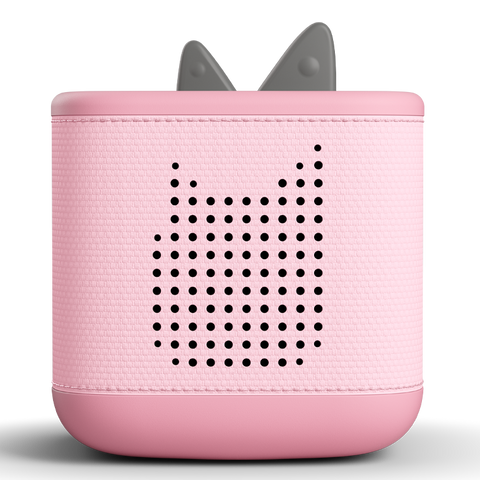 TONIES Toniebox 2 Rosa – Frontansicht: pinke Toniebox mit grauen Ohren und Lochmuster-Lautsprecher.