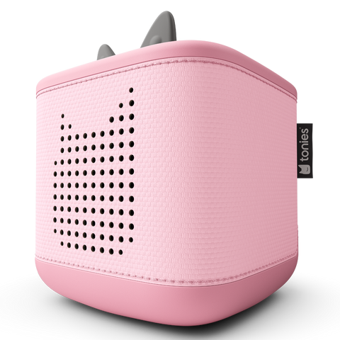 Vorderansicht der TONIES Toniebox 2 Rosa Starter Set; pinke Toniebox mit grauen Ohren und seitlichem TONIES-Label.
