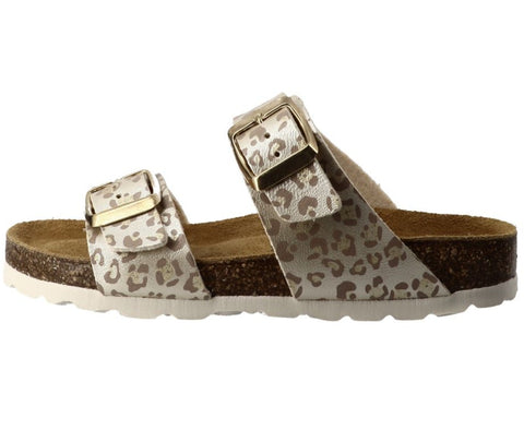 LURCHI Pantolette OLGI - beige / gold / leo