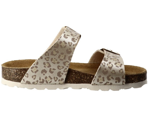 LURCHI Pantolette OLGI - beige / gold / leo