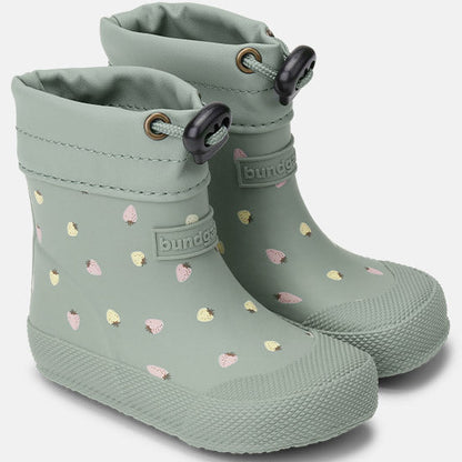 BUNDGAARD Barfuß Gummistiefel COVER - salbei / Erdbeeren