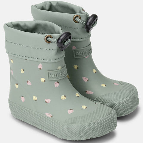 BUNDGAARD Barfuß Gummistiefel COVER - salbei / Erdbeeren